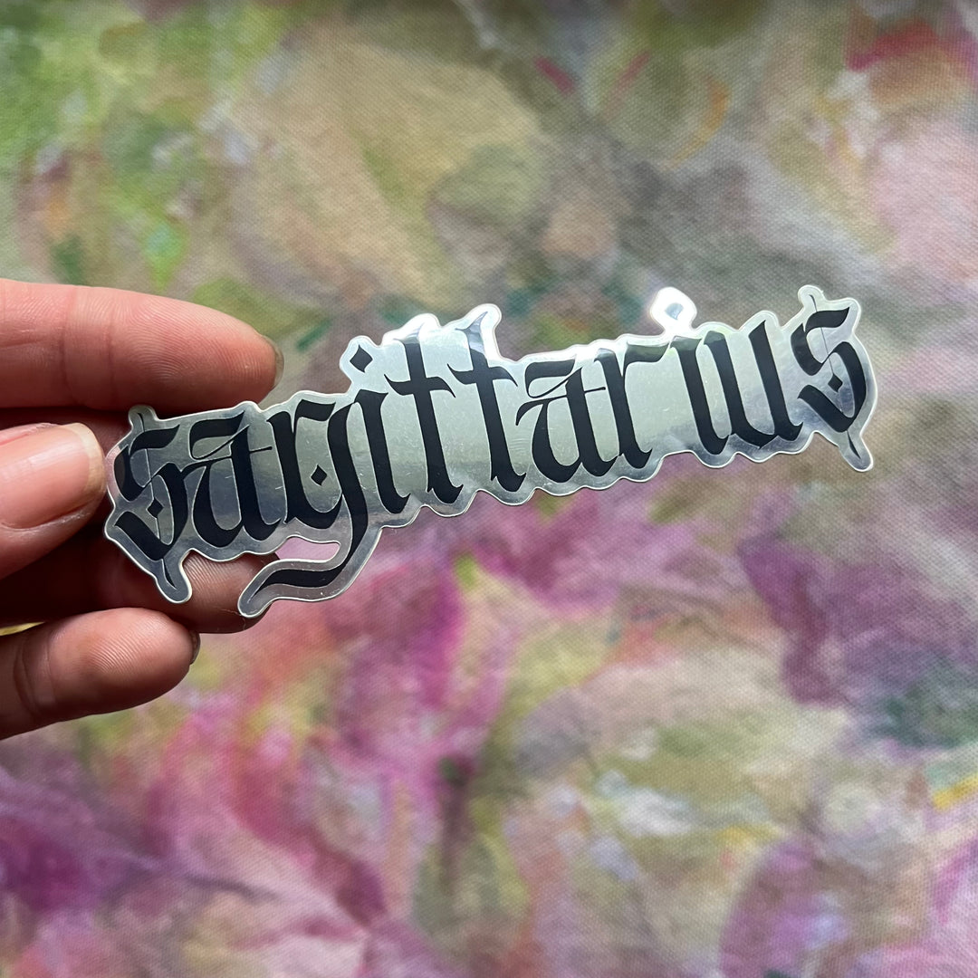 Zodiac Sign Mirrored Goth Font Sticker